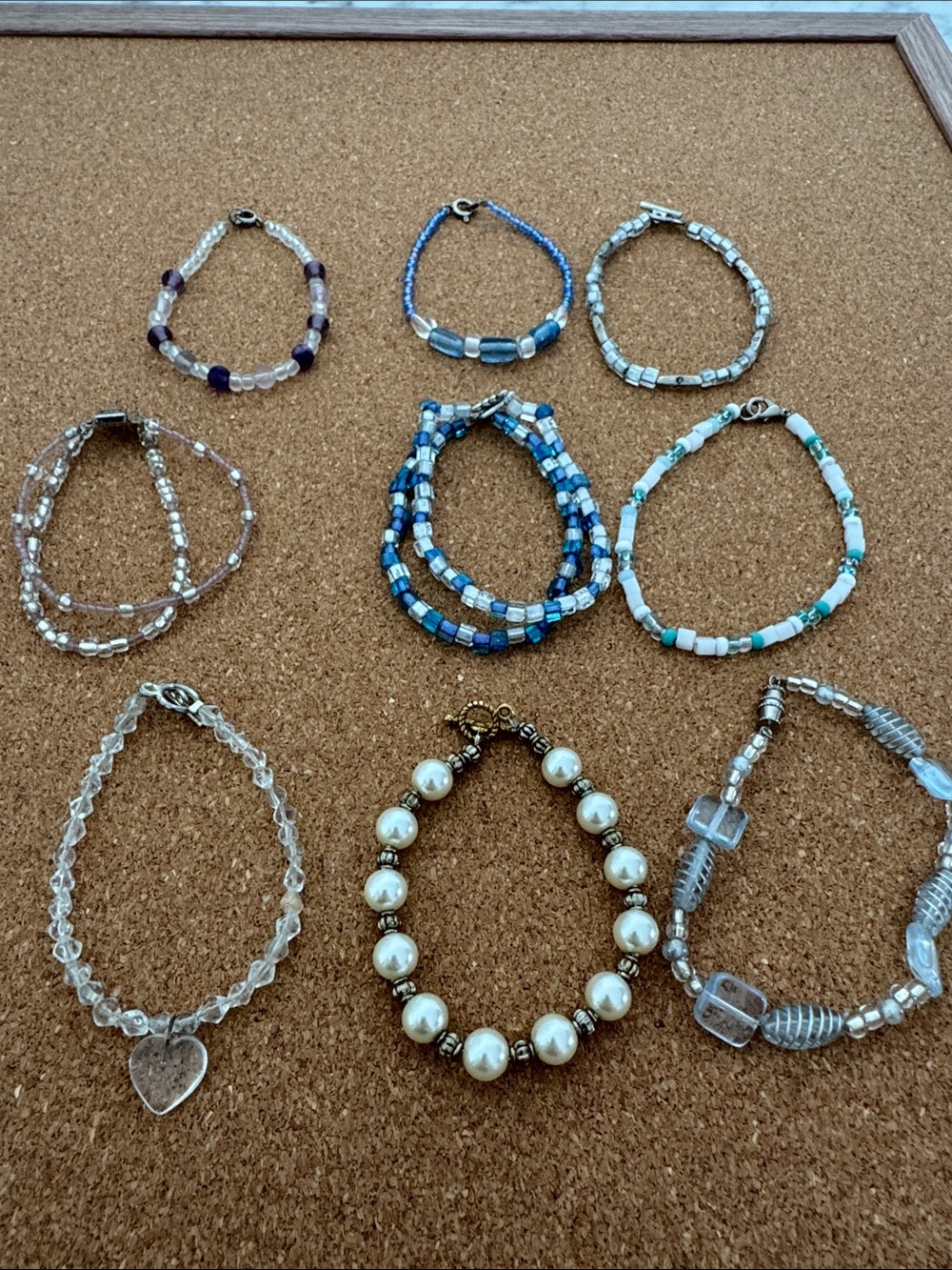 Handmade Blue and White Beaded Bracelet Set - Women Jewelry